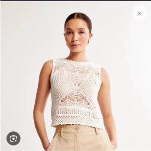 Abercrombie & Fitch White Crochet Tank Top